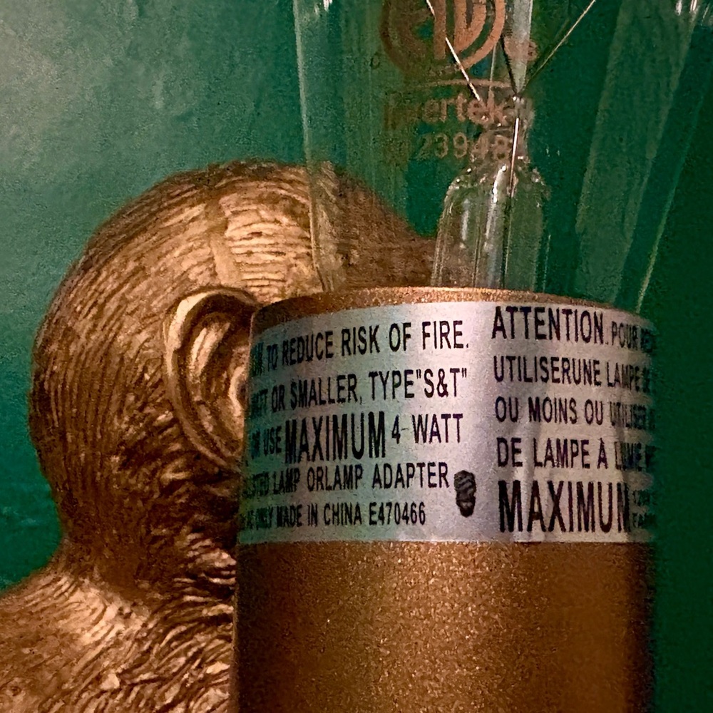 Tommy Bahama Gold Monkey Sitting Bulb Lamp Designer Rare Exotic Tropic Collector - Picture 12 of 12